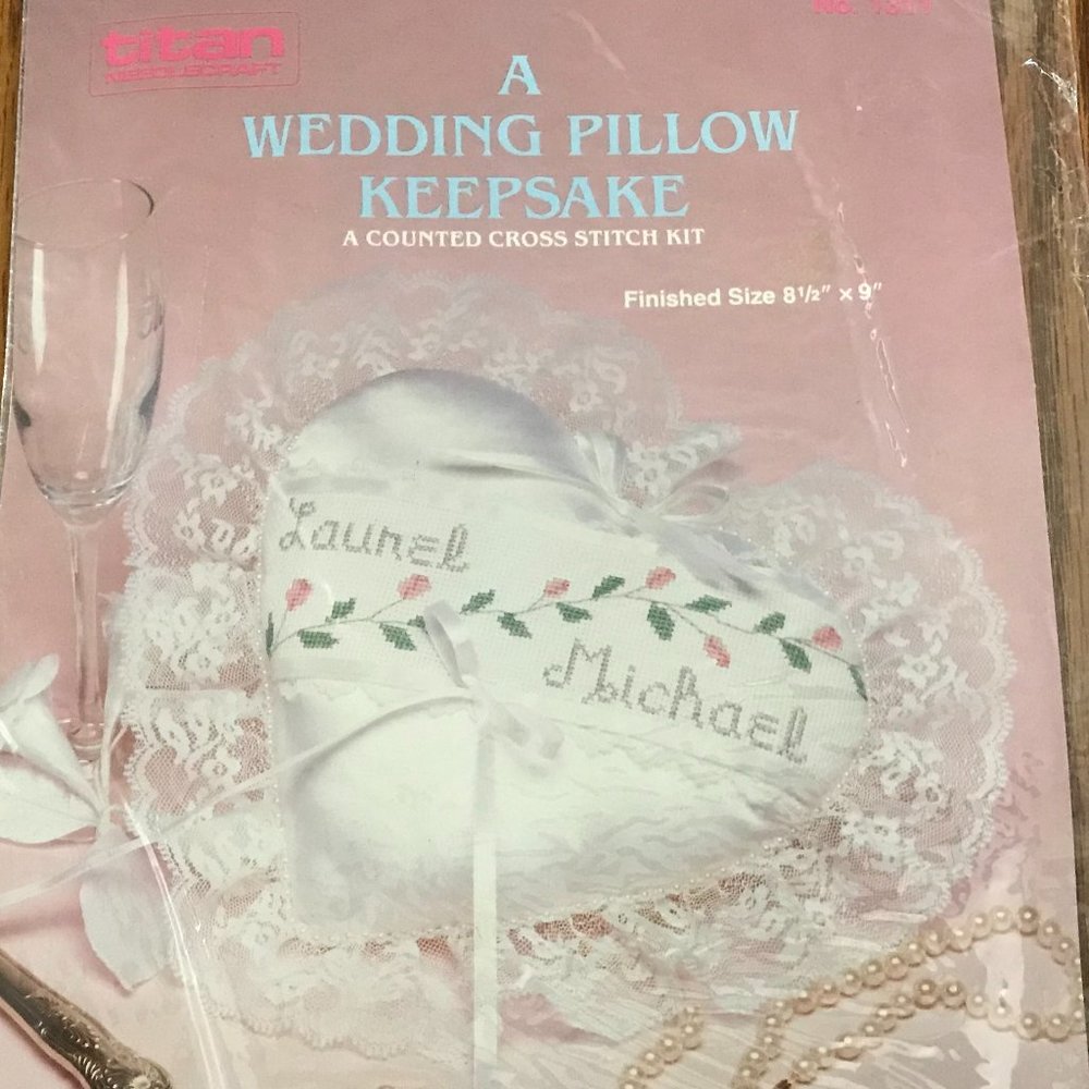 Heart Wedding Pillow vintage cross stitch kit New